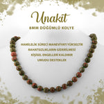 SERTİFİKALI Unakit 8 mm Düğümlü Doğal Taş Kolye