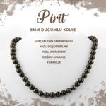 SERTİFİKALI Pirit 8 mm Düğümlü Doğal Taş Kolye