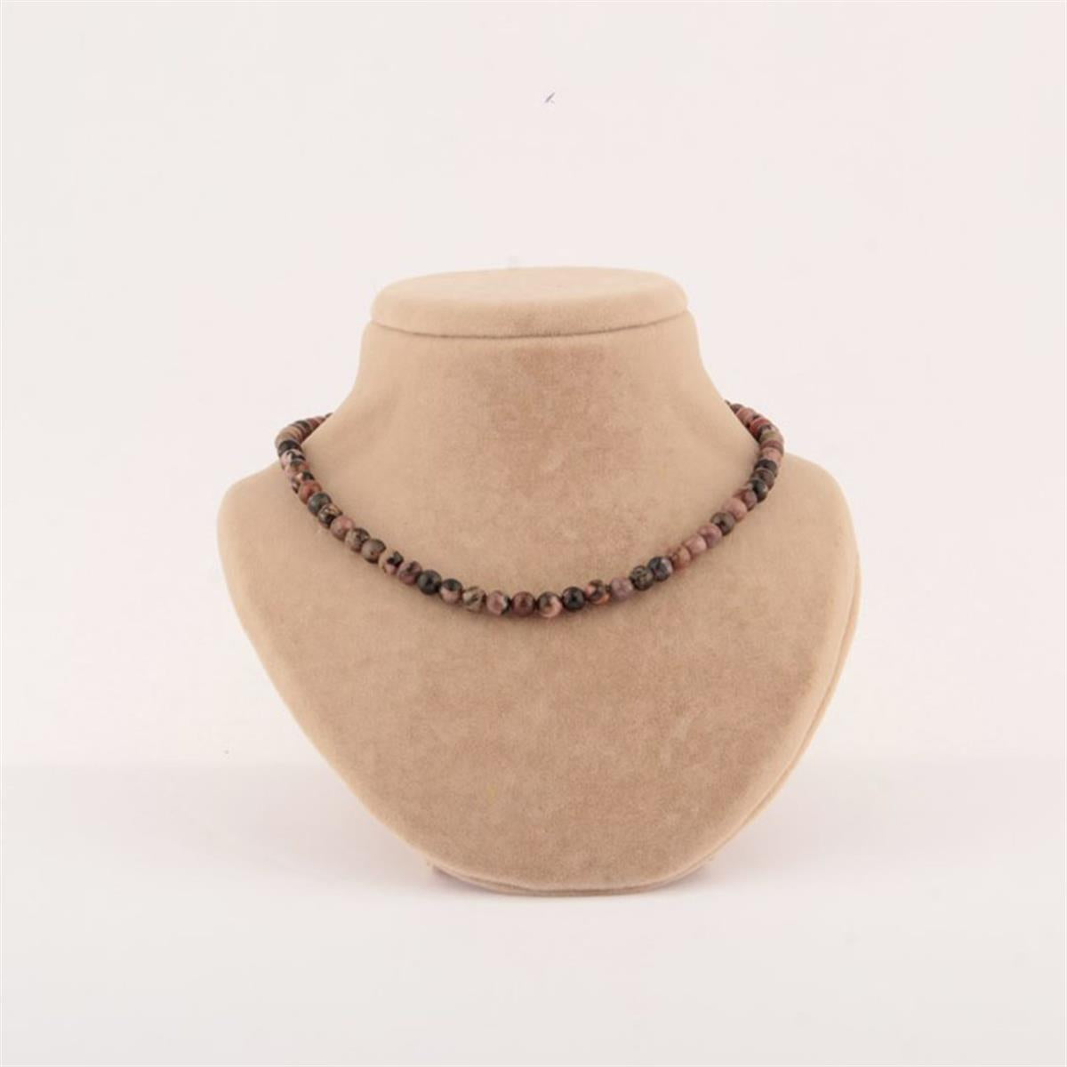 SERTİFİKALI Rodonit  Orjinal ( Taşlar) Doğaltaş Kolye 6 mm, M279