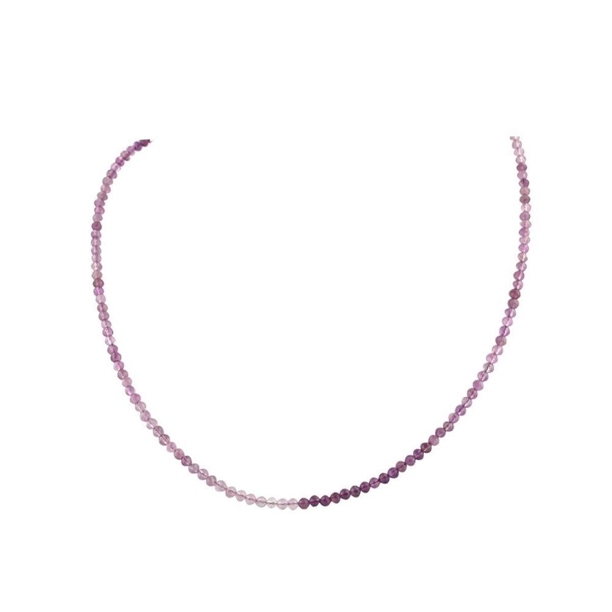 SERTİFİKALI Ametist  Orjinal ( Taşlar) Doğaltaş Kolye 40cm - 4mm