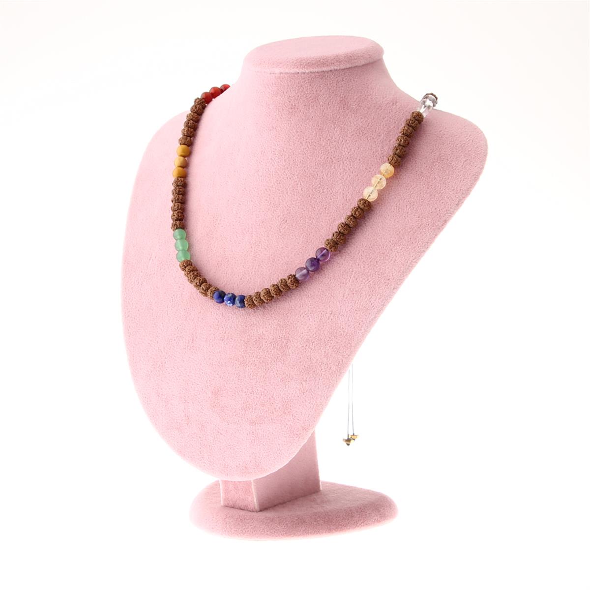 Rudraksha'lı Doğaltaş Çakra Kolye - Ametist, Aventurin, Lapis, Kristal Kuvars, Jasper 6 mm, M448