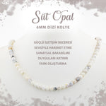 SERTİFİKALI Süt Opal 6 mm Dizi Doğal Taş Kolye