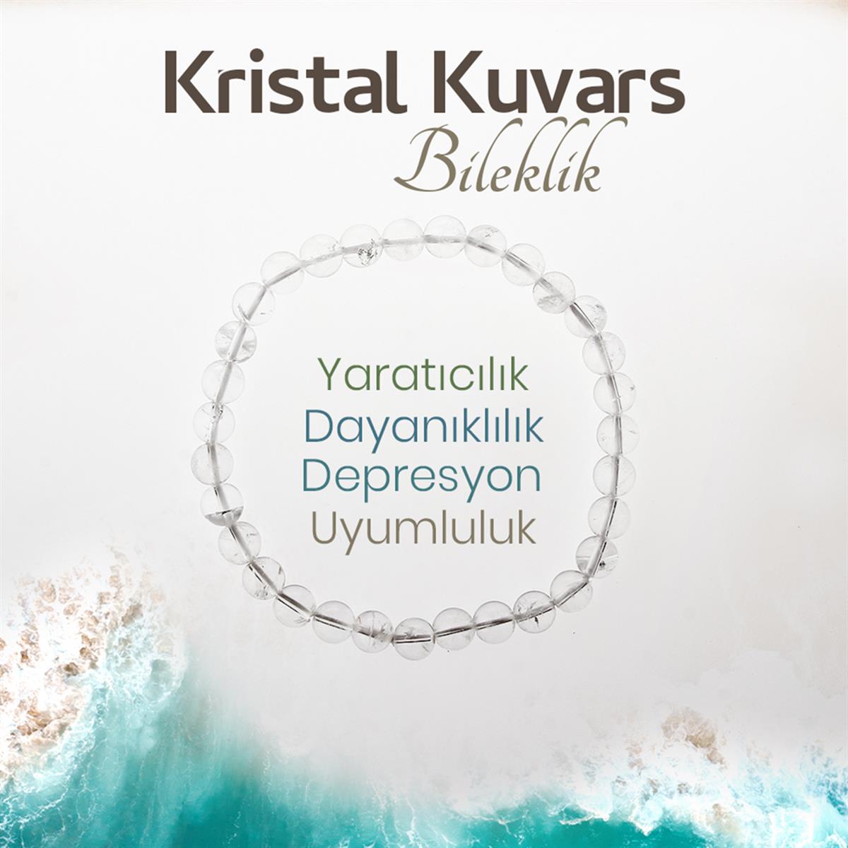 SERTİFİKALI Kristal Kuvars  Orjinal ( Taşlar) Doğaltaş Bileklik 8 mm, B979