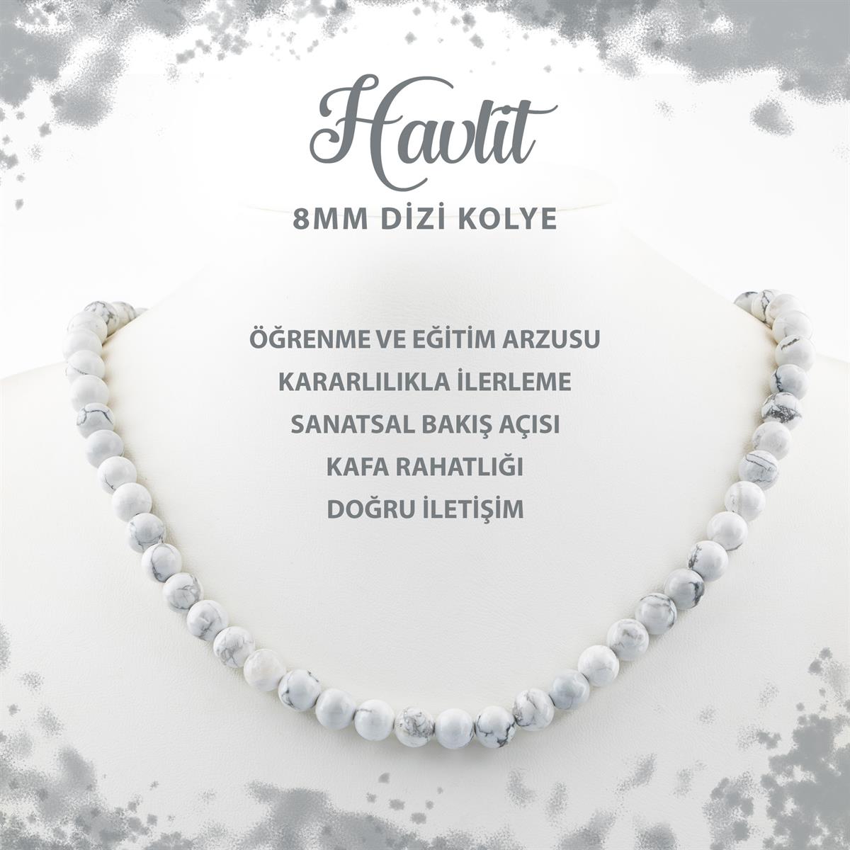 SERTİFİKALI Havlit 8 mm Dizi Doğal Taş Kolye