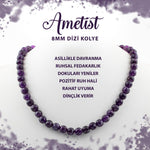 SERTİFİKALI Ametist 8 mm Dizi Doğal Taş Kolye