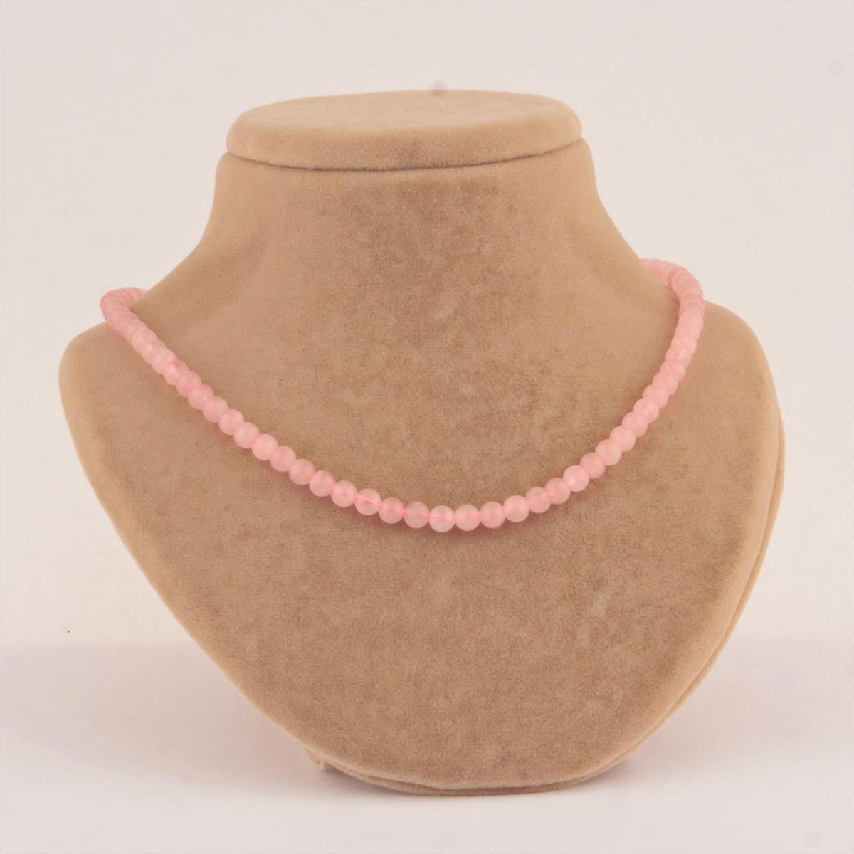 SERTİFİKALI Pembe Kuvars  Orjinal ( Taşlar) Doğaltaş Kolye 6 mm, M261