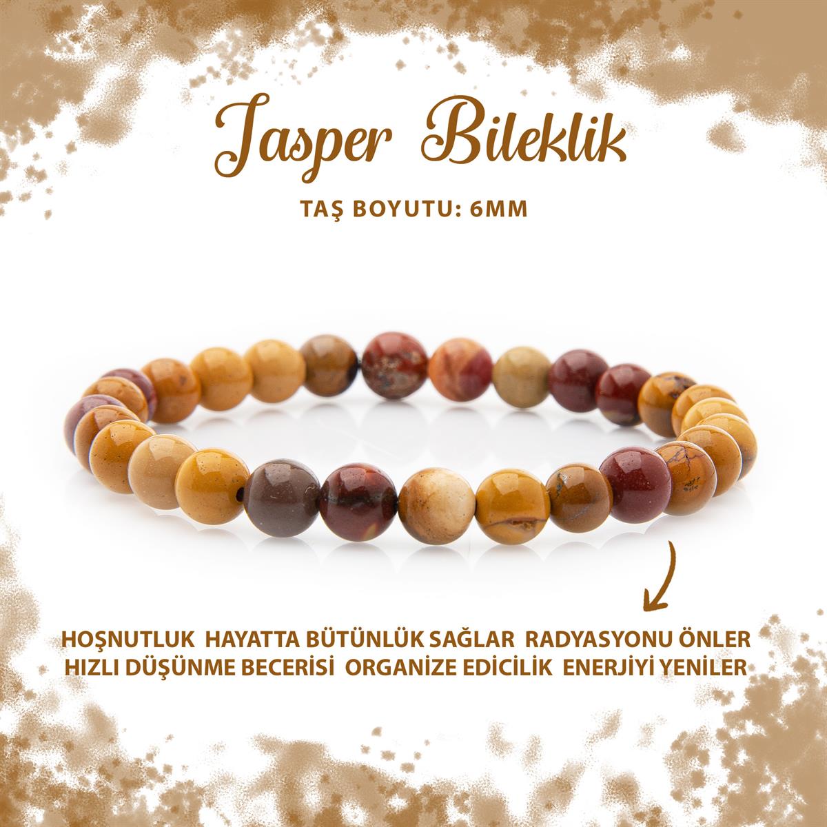 SERTİFİKALI Jasper 6mm Doğal Taş Bileklik