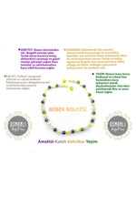 SERTİFİKALI Bebek Kehribar Kolye- Ametist-kehribar-kalsit-yeşim
