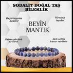 SERTİFİKALI Sodalit  Orjinal ( Taşlar) Doğaltaş Bileklik 6 mm - B849