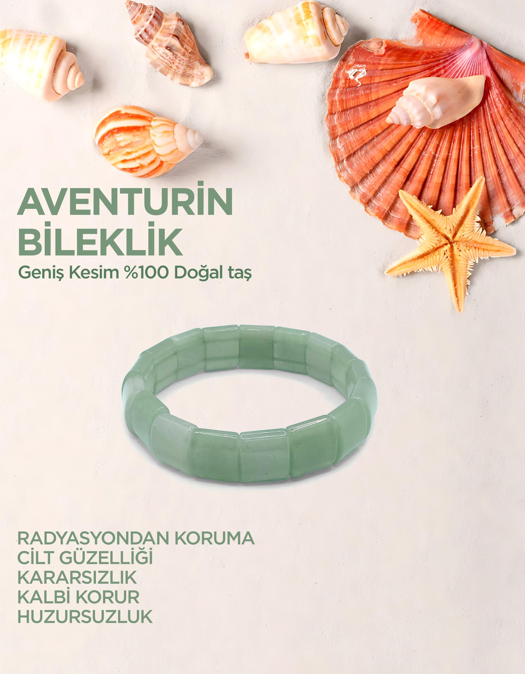 Sertifikalı Aventurin Geniş Kesim Bileklik