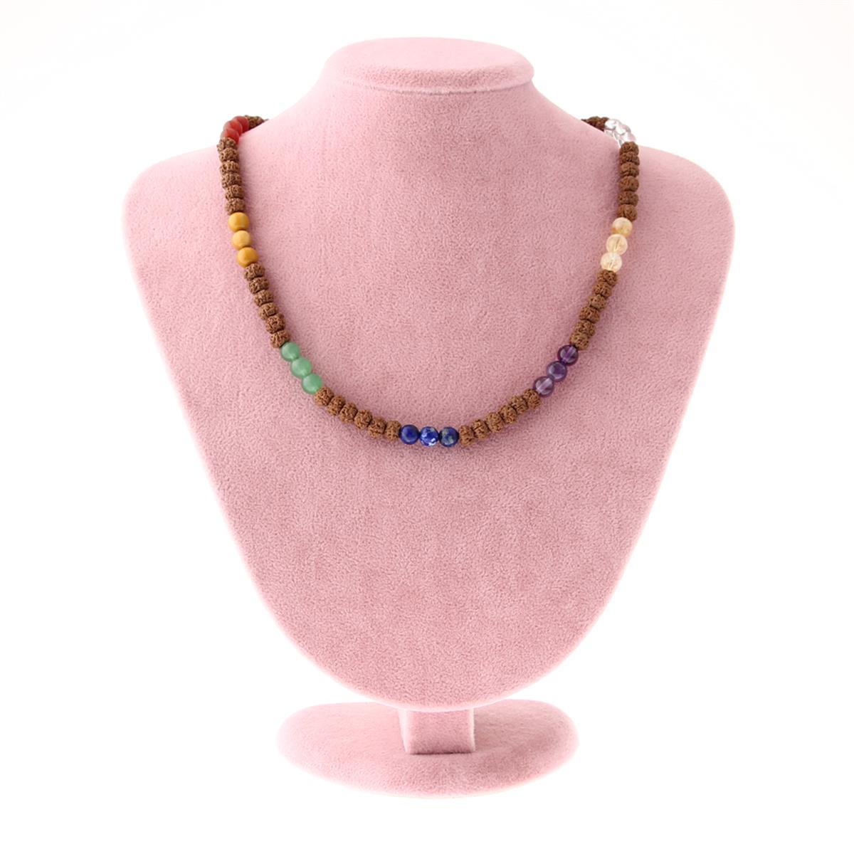 Rudraksha'lı Doğaltaş Çakra Kolye - Ametist, Aventurin, Lapis, Kristal Kuvars, Jasper 6 mm, M448