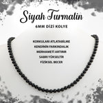 SERTİFİKALI Siyah Turmalin 6 mm Dizi Doğal Taş Kolye