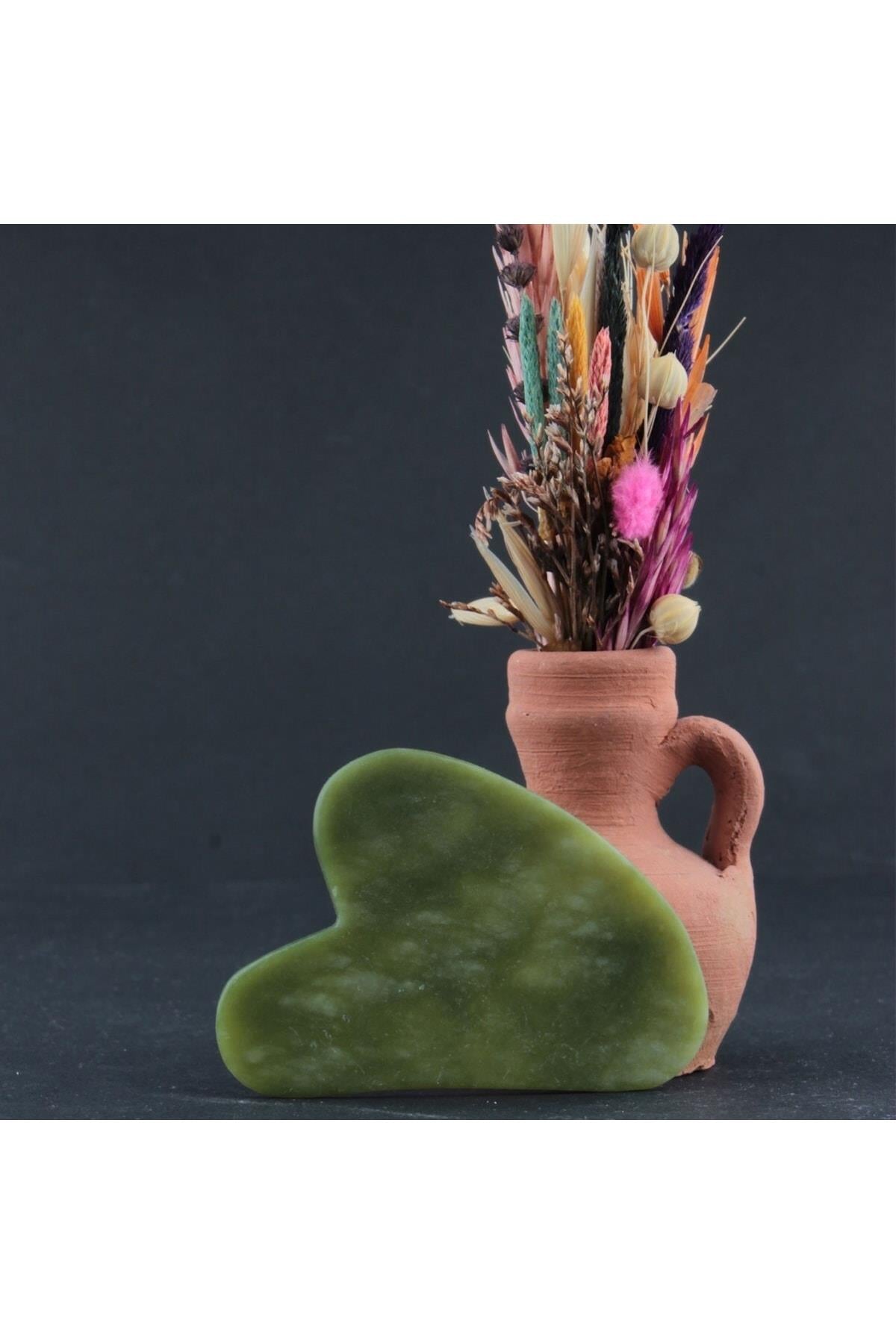 SERTİFİKALI Yeşim Kalpli Gua Sha Yüz Masaj Aleti