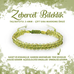 SERTİFİKALI Zebercet Peridot 3-4mm Çift Sıra Doğal Taş Bileklik