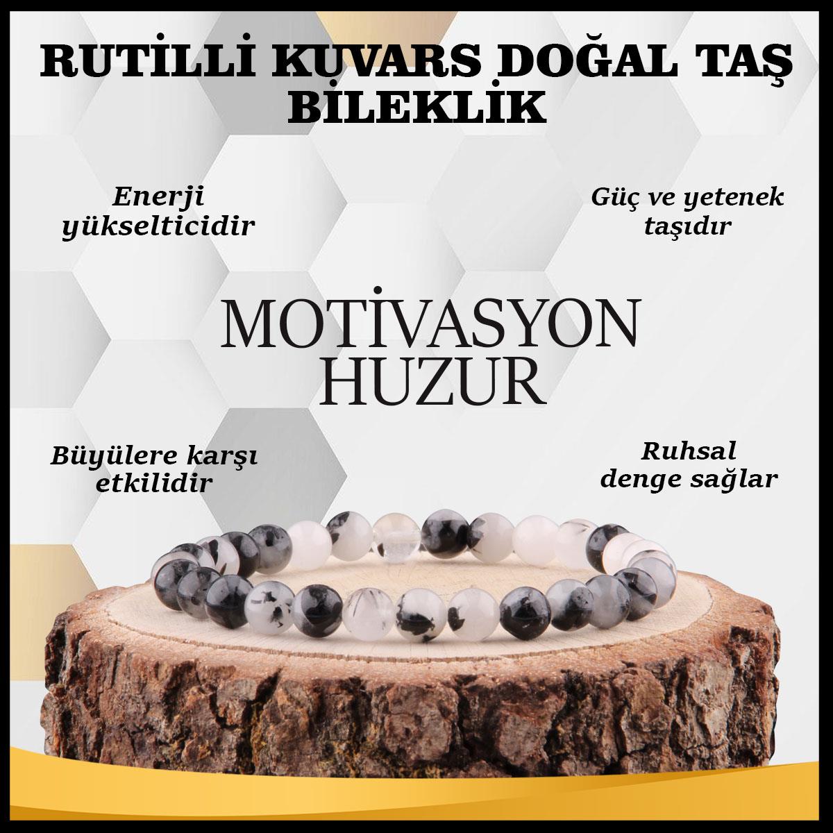 SERTİFİKALI Rutilli Kuvars  Orjinal ( Taşlar) Doğaltaş Bileklik 6 mm - B843