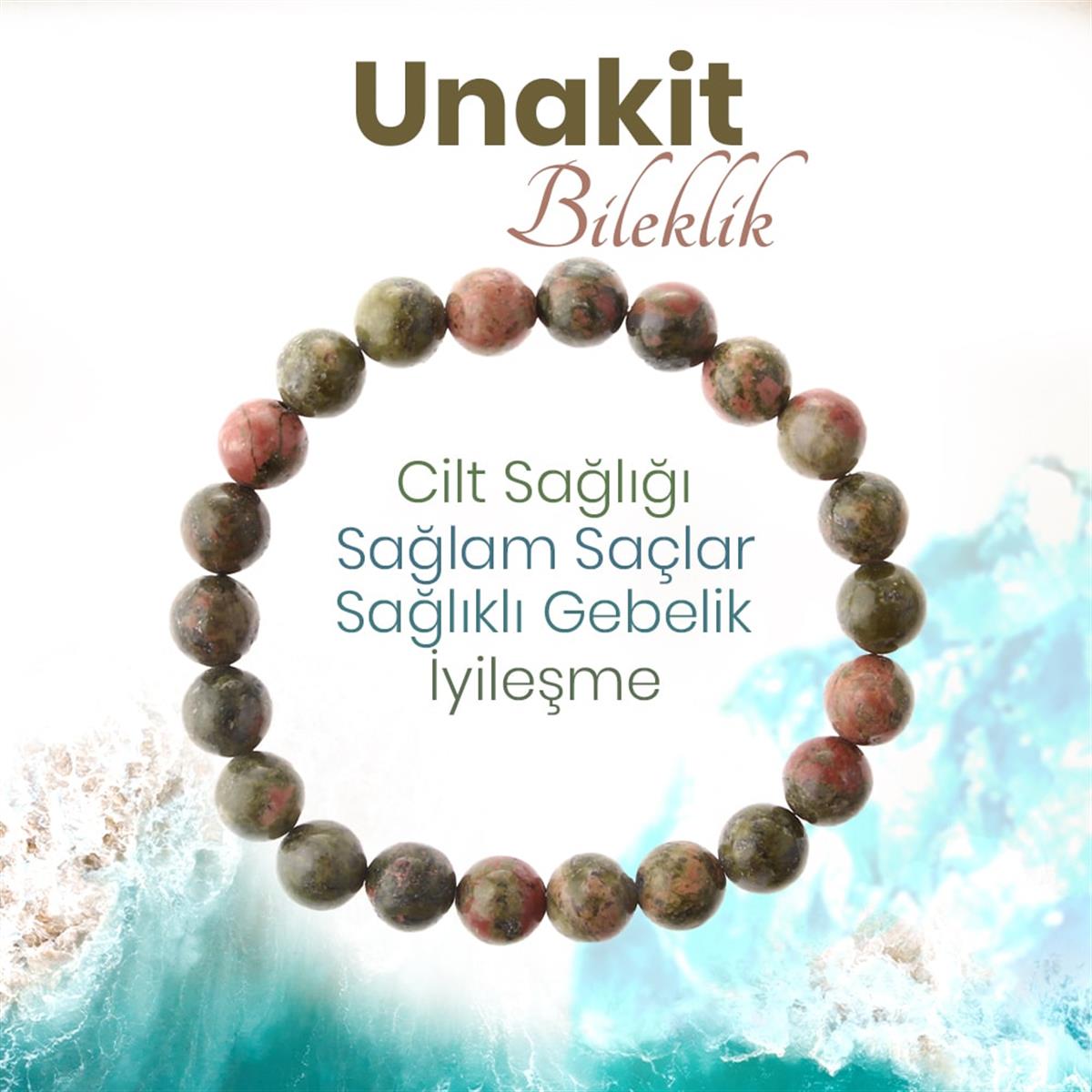 SERTİFİKALI Unakit  Orjinal ( Taşlar) Doğaltaş Bileklik 8 mm, B1014