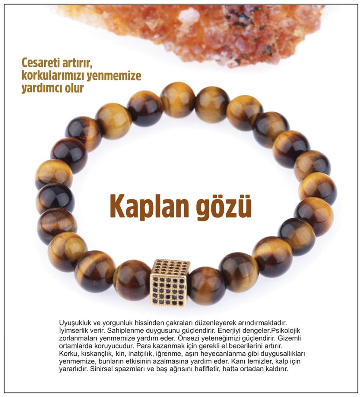SERTİFİKALI Kaplan Gözü- Orjinal ( Taşlar) Doğaltaş Bileklik-8mm- B302