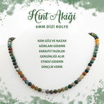 SERTİFİKALI Hint Akiği 6 mm Dizi Doğal Taş Kolye