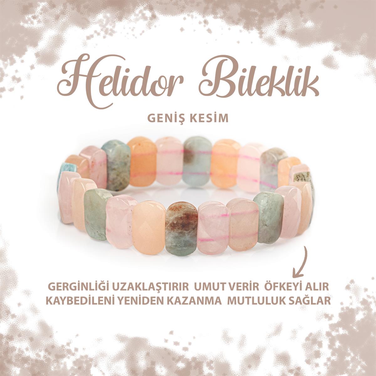 SERTİFİKALI Helidor Doğal Taş Geniş Kesim Bileklik