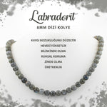 SERTİFİKALI Labradorit 8 mm Dizi Doğal Taş Kolye