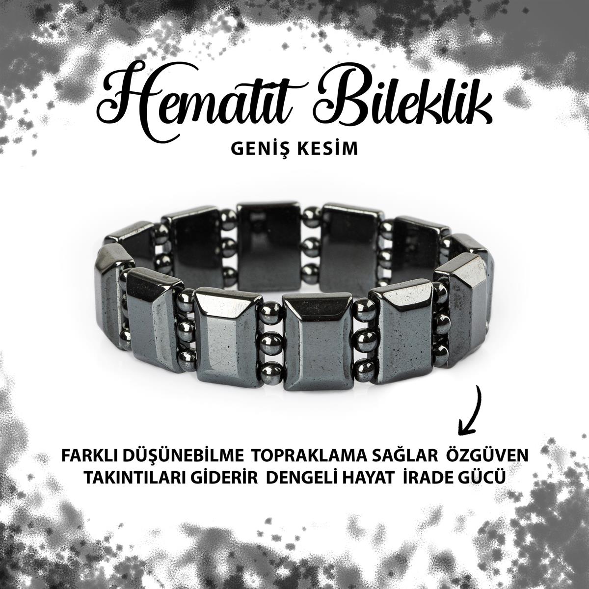SERTİFİKALI Hematit Doğal Taş Özel Kesim Geniş Kesim Bileklik