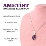 SERTİFİKALI Ametist  Orjinal ( Taşlar) Doğaltaş Kolye Ucu, Gümüş zincirle beraber M428