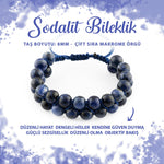 SERTİFİKALI Sodalit 8mm Çift Sıra Makrome Doğal Taş Bileklik