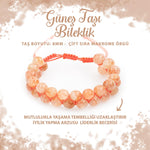 SERTİFİKALI Güneş Taşı 8mm Çift Sıra Makrome Doğal Taş Bileklik