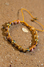 Sertifikalı Doğal Taşlı Üretkenlik Bilekliği, Jasper, Lav Taşı, Hematit