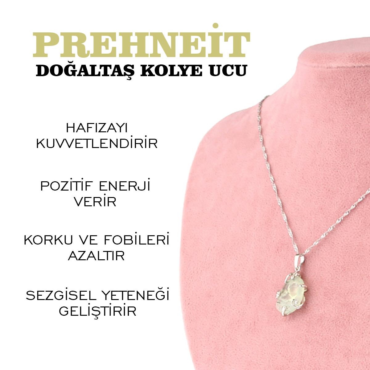 SERTİFİKALI Prehneit  Orjinal ( Taşlar) Doğaltaş Kolye Ucu, Gümüş zincirle beraber M443