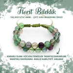 SERTİFİKALI Yeşil Florit 8mm Çift Sıra Makrome Doğal Taş Bileklik