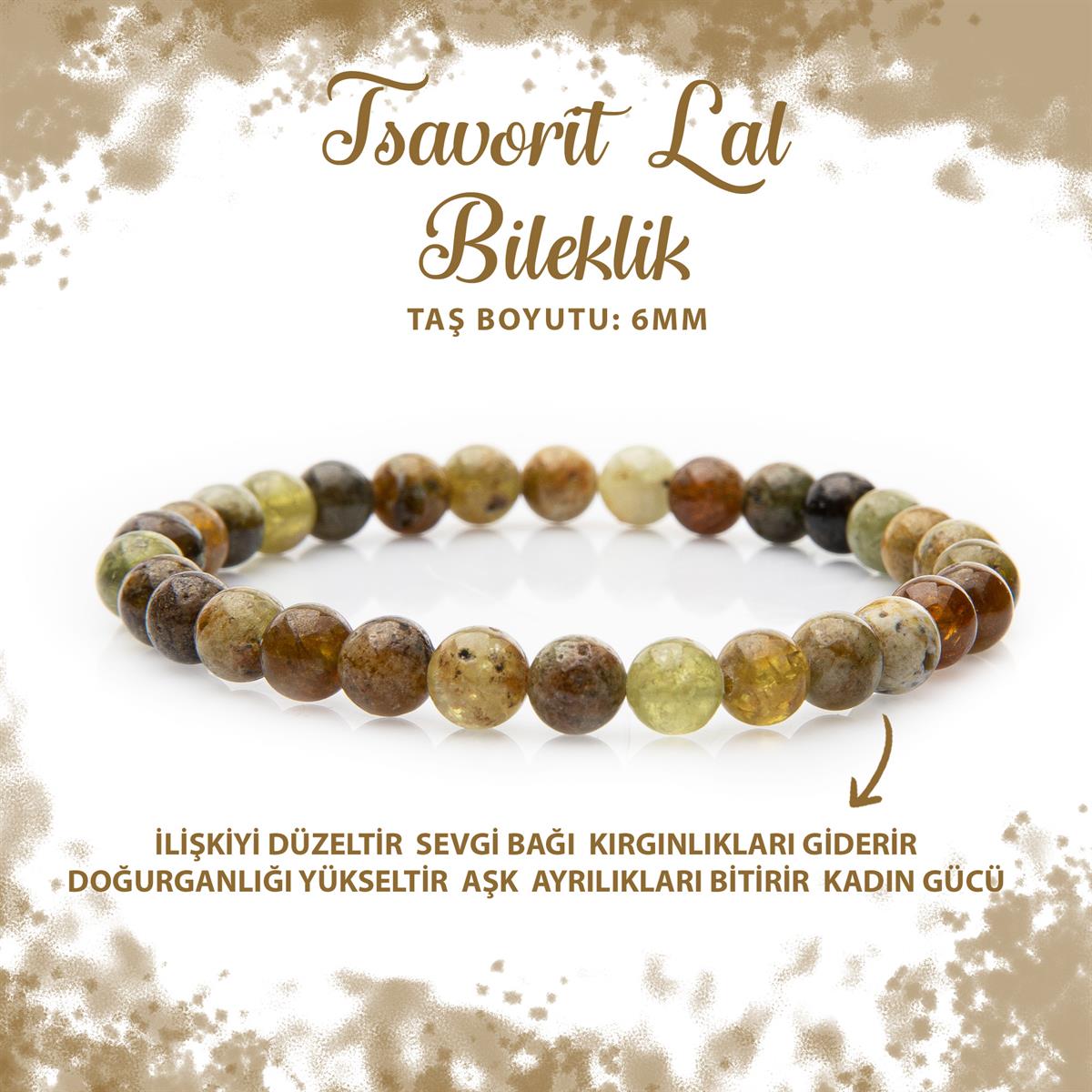 SERTİFİKALI Tsavorit Lal 6mm Doğal Taş Bileklik