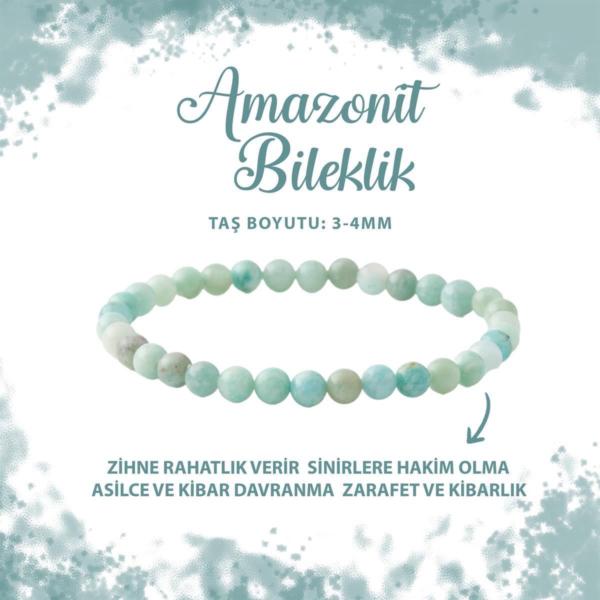 SERTİFİKALI Amazonit 3-4mm Doğal Taş Bileklik