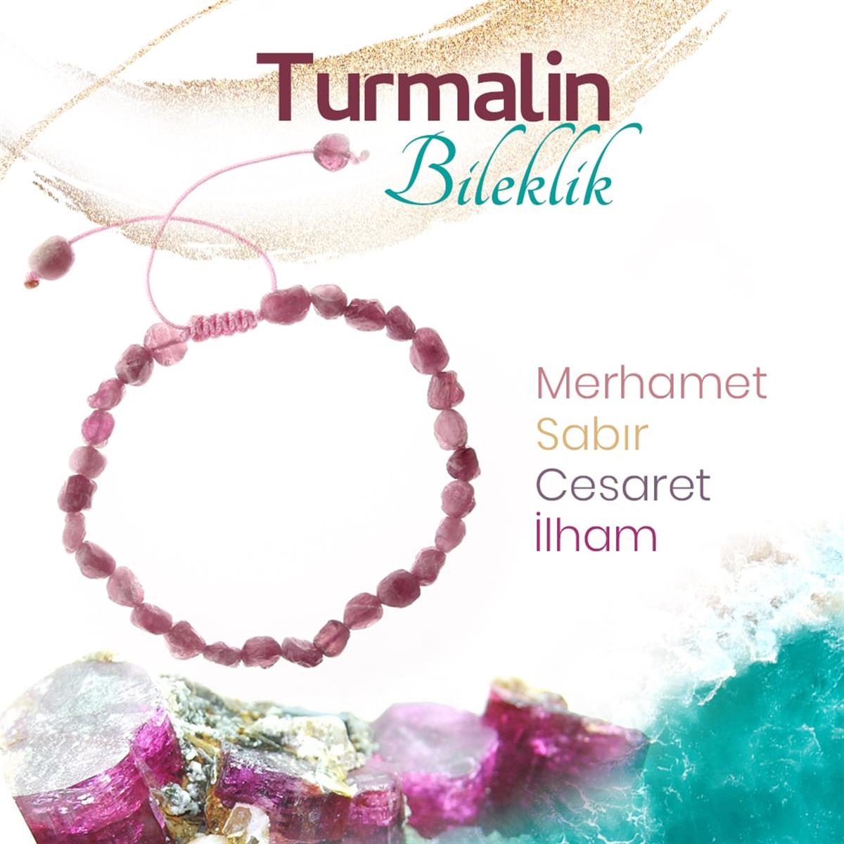 SERTİFİKALI Turmalin  Orjinal ( Taşlar) Doğaltaş Bileklik 6 mm, B1011