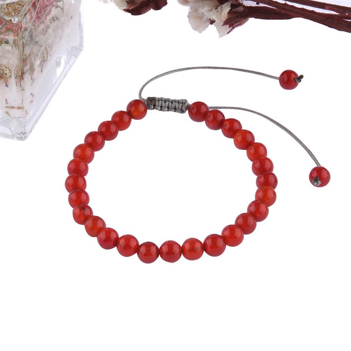 SERTİFİKALI Kırmızı Akik  Orjinal ( Taşlar) Doğaltaş Bileklik  - 4mm