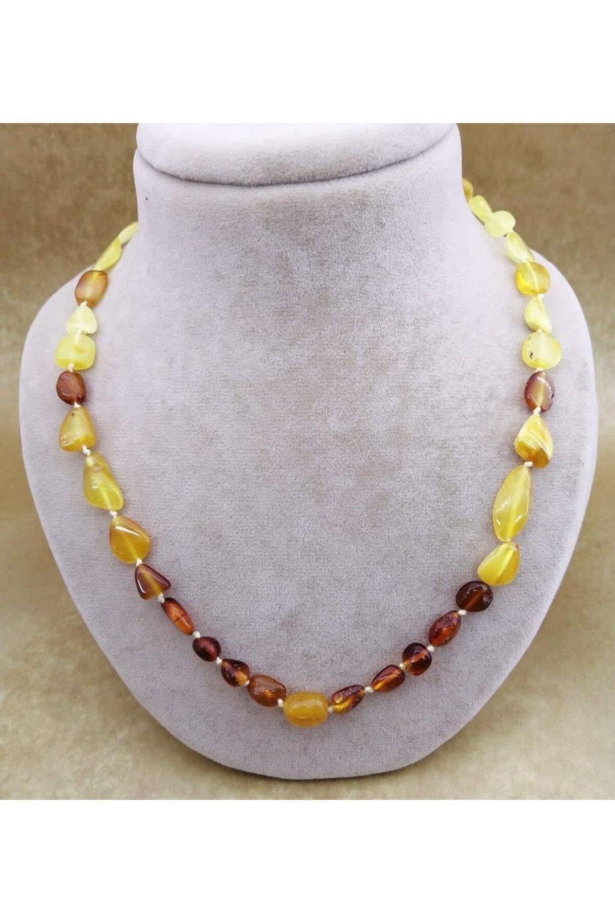 SERTİFİKALI  Orjinal ( Taşlar) Doğaltaş Kolye - Kehribar