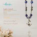Çapa Kolye Lapis Lazuli - Pirit - Hematit Gümüş Tasarım Makrome Kolye
