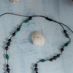 Caretta Şungit - Malahit Gümüş Tasarım Makrome Kolye