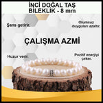 SERTİFİKALI İnci  Orjinal ( Taşlar) Doğaltaş Bileklik 8 mm - B860