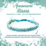 SERTİFİKALI Akuamarin 3-4mm Çift Sıra Doğal Taş Bileklik