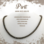 SERTİFİKALI Pirit 6 mm Dizi Doğal Taş Kolye