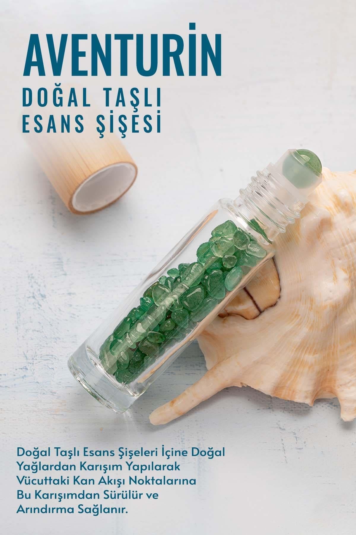 Sertifikalı Aventurin Doğal Taşlı Esans Şişesi 10cc ( Kendi Kokunu Doldur ve Kullan)