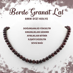 SERTİFİKALI Bordo Granat Lal 8 mm Dizi Doğal Taş Kolye