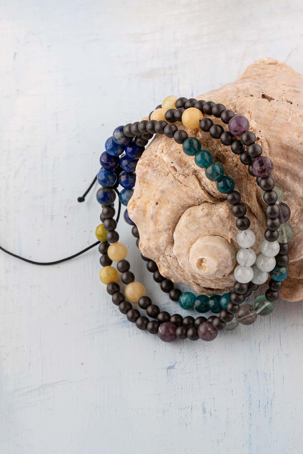 Sertifikalı Balık Burcu Doğal Taş Kolye (Opal-Lepidolit-Akuamarin-Apatit-Lapis-Kalsit-Florit-Hematt)