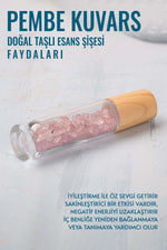 Sertifikalı Pembe Kuvars Doğal Taşlı Esans Şişesi 10cc ( Kendi Kokunu Doldur ve Kullan)