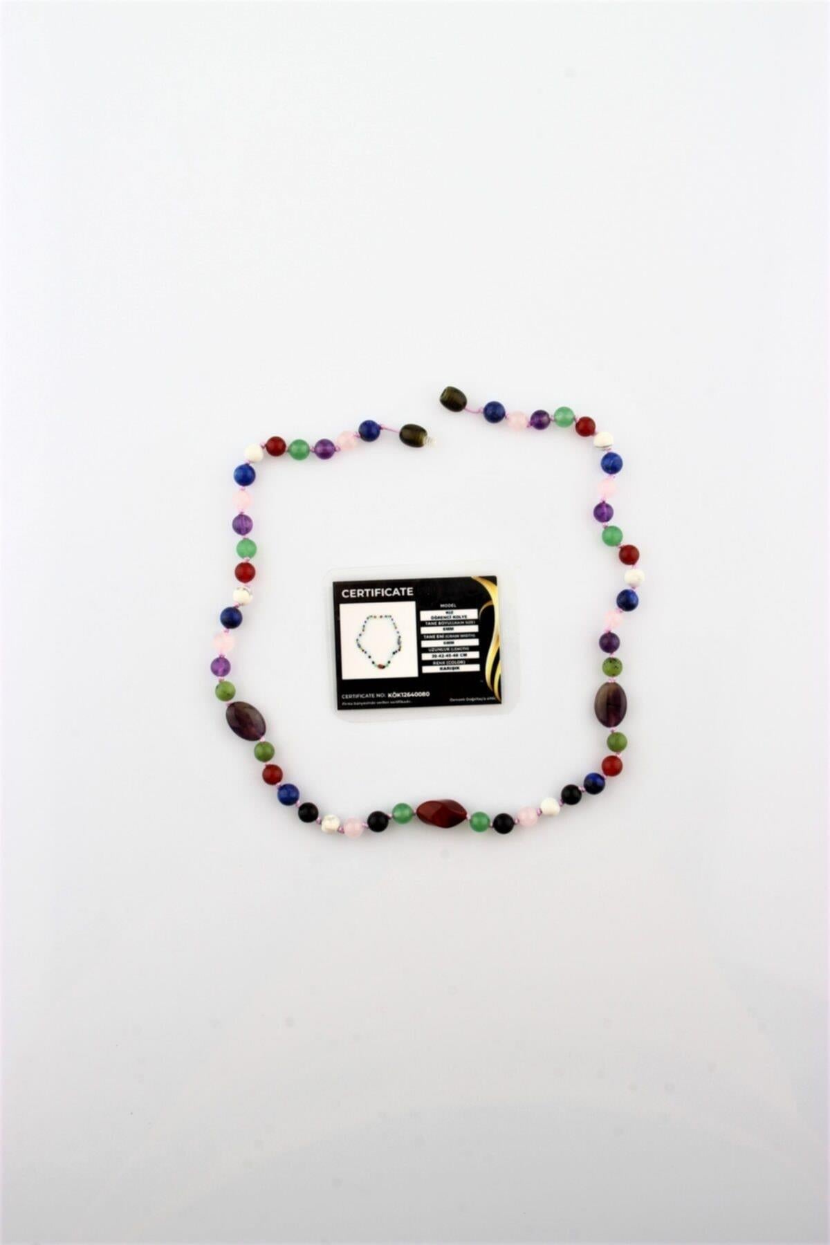 SERTİFİKALI Kız Öğrenci Kolye-aventurin-akik-lapis-havlit-pembe Kuvars-obsidyen-yeşim