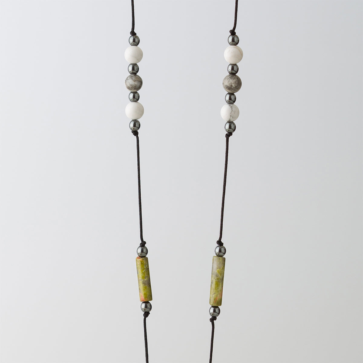 Çıpa Havlit, Hematit ve Unakit  Gümüş Tasarım Kolye