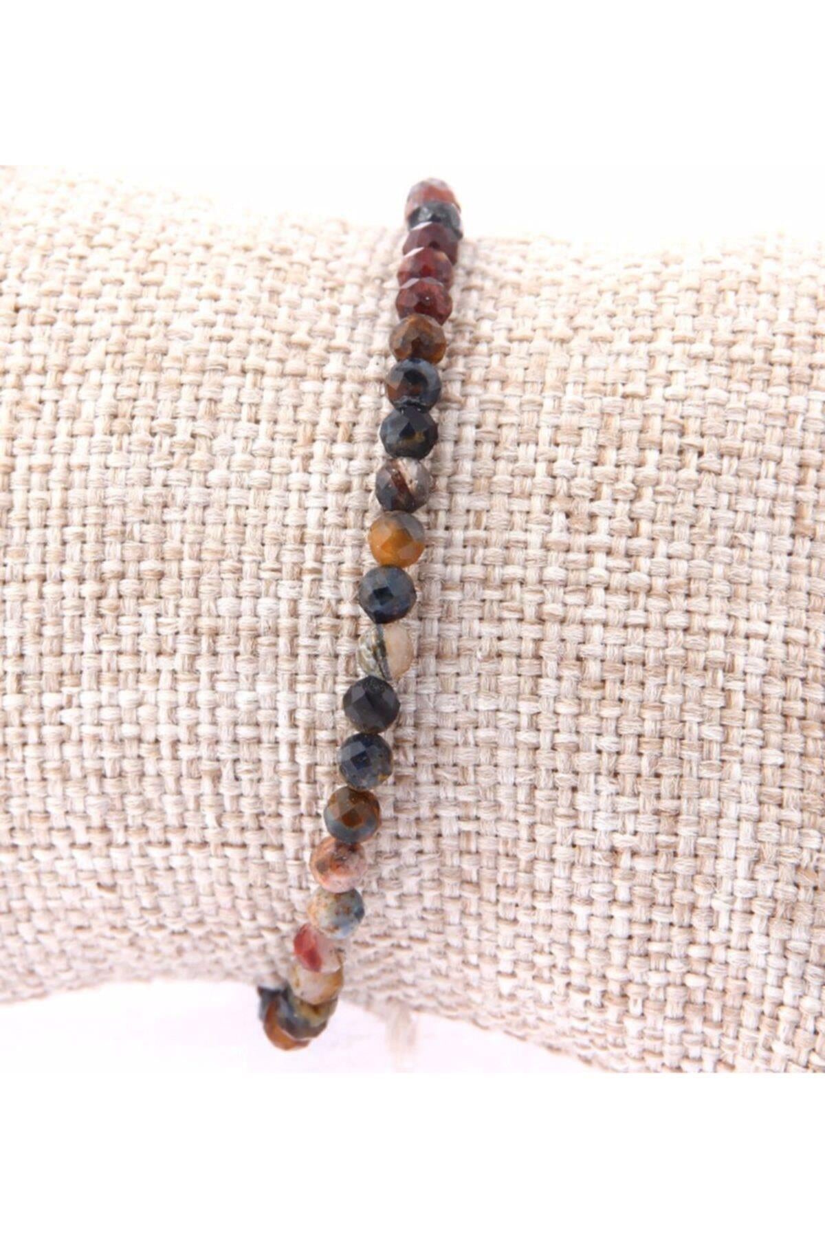 SERTİFİKALI Pietersite Taşı  Orjinal ( Taşlar) Doğaltaş Kolye-Bileklik Takımı-3-4MM TS014