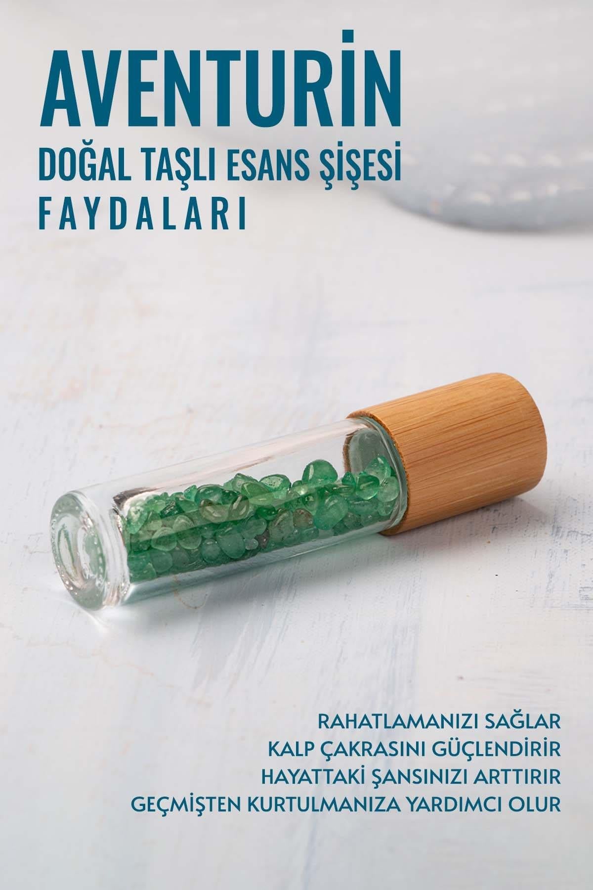 Sertifikalı Aventurin Doğal Taşlı Esans Şişesi 10cc ( Kendi Kokunu Doldur ve Kullan)