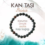 SERTİFİKALI Kan Taşı  Orjinal ( Taşlar) Doğaltaş Bileklik 8 mm, B973
